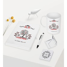 BK Gift Kişiye Özel Yılın En Iyi Matematik Öğretmeni Temalı Beyaz Defter Kalem Kupa Ayna Seti