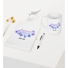 BK Gift Kişiye Özel Öğretmenler Gününüz Kutlu Olsun Temalı Beyaz Defter Kalem Kupa Seti - 3