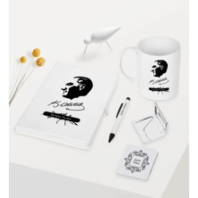 BK Gift Kişiye Özel Atatürk Temalı Beyaz Defter Kalem Kupa Ayna Seti - 4