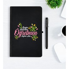 BK Gift Kişiye Özel Bugün Günlerden Öğretmen Siyah Defter Kalem Hediye Seti - 1