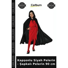 Carlburn Kapşonlu Siyah Pelerin - Şapkalı Pelerin 90 cm Kutlama Kıyafeti Kıyafet Örtüsü Farklı Tarz