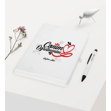 BK Gift Kişiye Özel Canım Öğretmenim Temalı Beyaz Defter Kalem Hediye Seti - 1