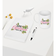 BK Gift Kişiye Özel Bugün Günlerden Öğretmen Temalı Beyaz Defter Kalem Kupa Seti - 1