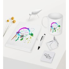 BK Gift Kişiye Özel Resim Öğretmeni Temalı Beyaz Defter Kalem Kupa Ayna Seti - 4