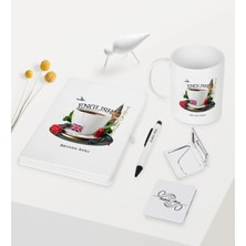 BK Gift Kişiye Özel Ingilizce Öğretmeni Temalı Beyaz Defter Kalem Kupa Ayna Seti - 8