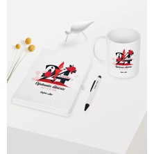 BK Gift Kişiye Özel Öğretmenler Gününüz Kutlu Olsun Temalı Beyaz Defter Kalem Kupa Seti - 1