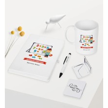 BK Gift Kişiye Özel Matematik Öğretmeni Temalı Beyaz Defter Kalem Kupa Ayna Seti - 5
