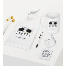 BK Gift Kişiye Özel Okulda Ünlüyüm Temalı Beyaz Defter Kalem Kupa Ayna Seti - 2