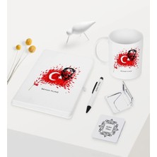 BK Gift Kişiye Özel Atatürk Temalı Beyaz Defter Kalem Kupa Ayna Seti - 3