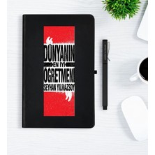 BK Gift Kişiye Özel Dünyanın En Iyi Öğretmeni Siyah Defter Kalem Hediye Seti