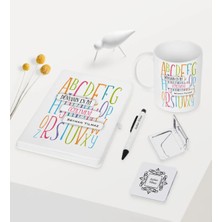 BK Gift Kişiye Özel Dünyanın En Iyi Öğretmeni Temalı Beyaz Defter Kalem Kupa Ayna Seti - 6