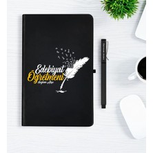 BK Gift Kişiye Özel Edebiyat Öğretmeni Siyah Defter Kalem Hediye Seti - 2