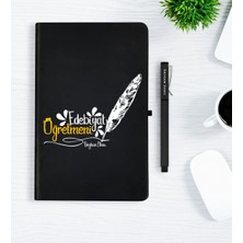 BK Gift Kişiye Özel Edebiyat Öğretmeni Siyah Defter Kalem Hediye Seti - 1