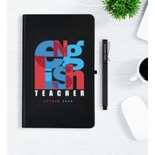 BK Gift Kişiye Özel Ingilizce Öğretmeni Siyah Defter Kalem Hediye Seti - 1