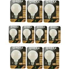 Tr LED Ampul, 9W (67W), 3000K Sarı Işık, E27 Duy, G125 Glop, 10 Adet