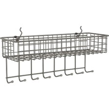 Diversified Pegboard &amp; Duvara Monte Raf Sepeti ve Kanca Istasyonu, 40,64 cm U x 14,0 cm G, Endüstriyel Gri