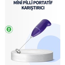 Tr My Best STORE(1102) Mini Pilli Portatif Karıştırıcı – Cappuccino, Latte, Frappe ve Kahve K