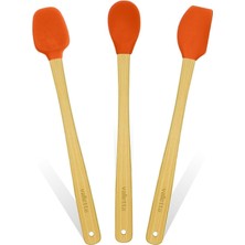 Tr Indigo 3'lü Turuncu Bambu Silikon Spatula Seti Uzun 26 cm VLT1512
