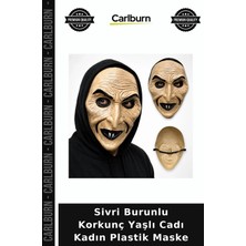 Carlburn Sivri Burunlu Korkunç Yaşlı Cadı Kadın Plastik Maske Sahne Maskesi Özel Parça Etkinlik Gereci