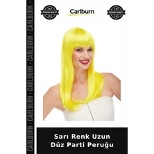 Carlburn Sarı Renk Uzun Düz Parti Peruğu Değişim Aracı Tasarım Unsuru Animasyon Eşyası