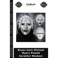 Carlburn Beyaz Saçlı Michael Myers Plastik Karakter Maskesi Kostüm Tamamlayıcısı Sahne Ürünü Parti Gereci