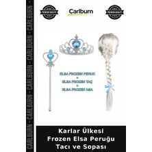Carlburn Karlar Ülkesi Frozen Elsa Peruğu Tacı ve Sopası Oyun Aksesuarı Parti Malzemesi Aktivite Gereci
