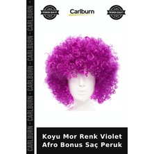 Carlburn Koyu Mor Renk Violet Afro Bonus Saç Peruk Canlı Renkler Alternatif Stil Parti Aksesuarı