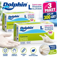 Tr Dolphin Pudralı Latex Muayene Eldiveni L Beden Tek Kullanımlık 3 Paket