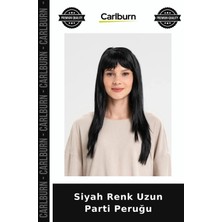Carlburn Siyah Renk Uzun Parti Peruğu Gece Aksesuarı Kıyafet Tamamlayıcı Maskeli Balo