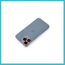 Defne Store iPhone 12 Pro Max Uyumlu Metal Kamera Lens Koruma Cam - Kırmızı Dfnbez