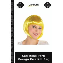 Carlburn Sarı Renk Parti Peruğu Kısa Küt Saç Farklı Tarz Değişim Aksesuarı Stil Sahibi