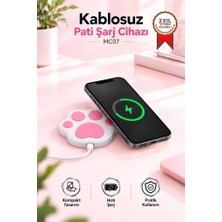 Tr Torima Kablosuz Şarj Cihazı Kedi Patisi Görünümlü 15W Hızlı Şarj Pad MC07 Beyaz