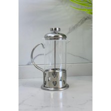 Tr Albergio French Press 350 ml | Filtre Kahve ve Bitki Çayı Demliği Çelik & Cam Gri