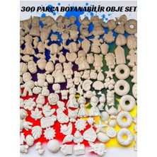 Tr 300'LÜ Boyanabilir Obje Seti – Hobi & Sanat Etkinlik Seti + 6 Renk Akrilik Boya + Fırça