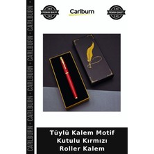Carlburn Tüylü Kalem Motif Kutulu Kırmızı Roller Kalem Baskıya Uygun Ürün Yazı Aracı Öğretmen Hediyesi