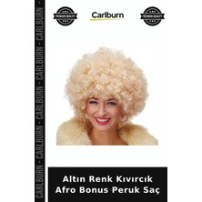 Carlburn Altın Renk Kıvırcık Afro Bonus Peruk Saç Kutlama Hediyesi Gece Aksesuarı Fotoğraf Çekimi