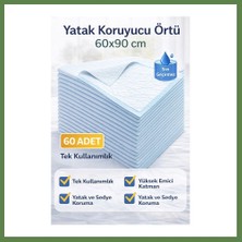 Bezos Yatak Koruyucu Örtü 60X90 cm 60 Adet Tek Kullanımlık Sıvı Geçirmez Hasta Altı Bezi HB006