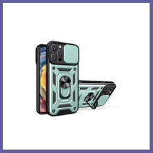Nida iPhone 16 Pro Max Uyumlu Kılıf Pars Lens Yüzüklü Silikon - Yeşil Nıda