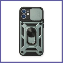 Nida iPhone 12 Uyumlu Kılıf Pars Lens Yüzüklü Silikon - Yeşil Nıda