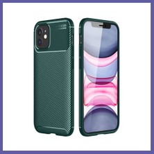 Nida iPhone 12 Mini Uyumlu Kılıf Auto Focus Karbon Kapak - Yeşil Nıda
