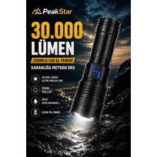Tr Peakstar PS-1998 Ultra Parlak Su Geçirmez Zoomlu Güçlü 200W 30000 Lümen Şarjlı Bekçi Avc�