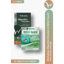 Wellvalens Sindirim Destek Seti - Digestive Enzymes 30 Tablet & Relief Guard 24 Çiğnenebilir Tablet