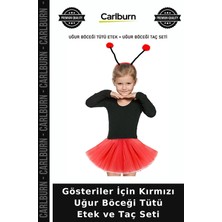 Carlburn Gösteriler Için Kırmızı Uğur Böceği Tütü Etek ve Taç Seti Renkli Set Oyun Kıyafeti Kutlama Ürünü
