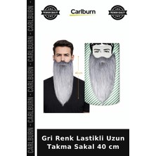 Carlburn Gri Renk Lastikli Uzun Takma Sakal 40 cm Sahne Aksesuarı Video Çekimi Konsept Ürün