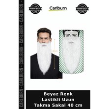 Carlburn Beyaz Renk Lastikli Uzun Takma Sakal 40 cm Kutlama Ürünü Parti Malzemesi Yılbaşı Sakalı