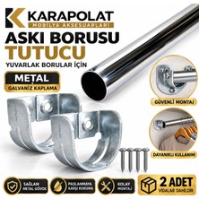 Karapolat 2 Adet Yuvarlak Boru Askı Flanşı Zamak Malzeme ile Şık Görünüm ve Güçlü Uyum