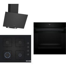 Bosch Siyah 3 Lü Ankastre Set 691 ( HJG852YB0T - POP6C6P31O  - DWK64PJ60T ) - 3D Fry  Hava ile Kızartma