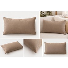Lidoma Home Kadife Düz Kırlent Kılıfı Kahverengi 30X50 cm Yumuşak Malzeme ile Şık Tasarım