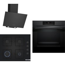 Bosch Siyah 3 Lü Ankastre Set 692 ( HJG852YT0T - POP6C6P31O  - DWK64PJ60T ) - 3D Fry  Hava ile Kızartma