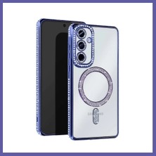 Nida Samsung Galaxy A17 5g Uyumlu Joke Simli Magneticsafe Kılıf - Mavi Nıda